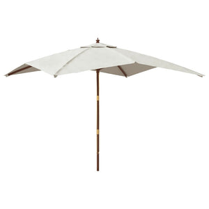 Sandfarbener Sonnenschirm mit Holzmast 300x300 cm