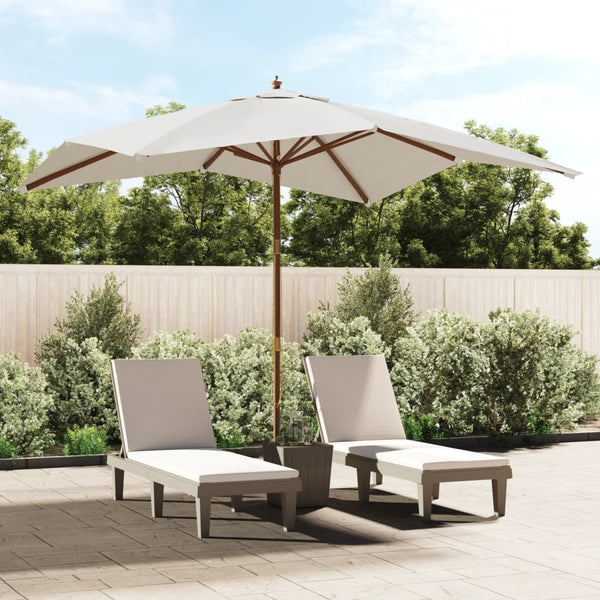 Sandfarbener Sonnenschirm mit Holzmast 300x300 cm