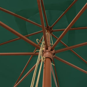 Grüner Sonnenschirm mit Holzständer 300x300 cm