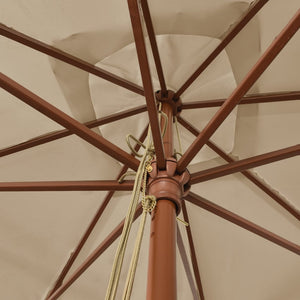 Taupe Sonnenschirm mit Holzständer 300x300 cm