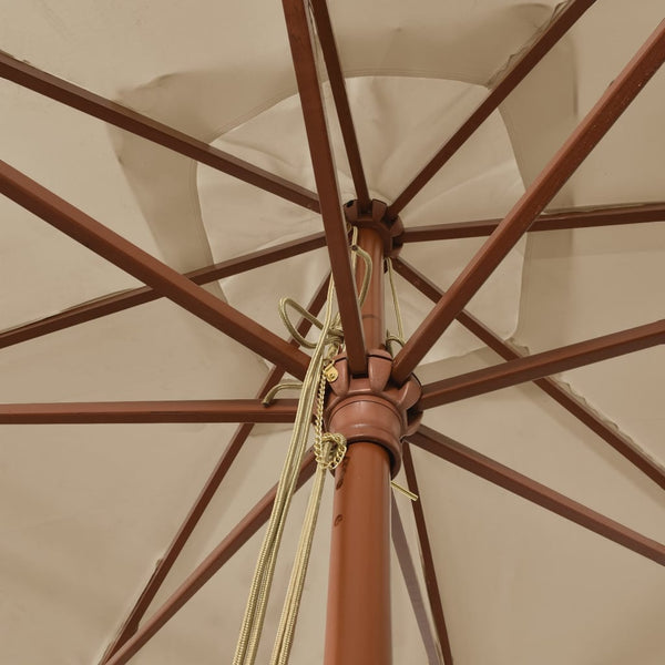 Taupe Sonnenschirm mit Holzständer 300x300 cm