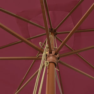 Bordeauxroter Sonnenschirm mit Holzständer 300x300 cm
