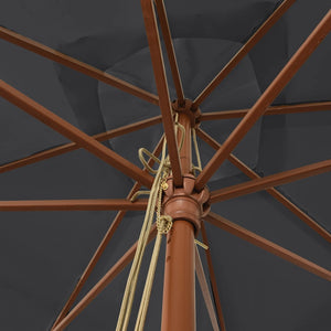Schwarzer Sonnenschirm mit Holzmast 300x300 cm