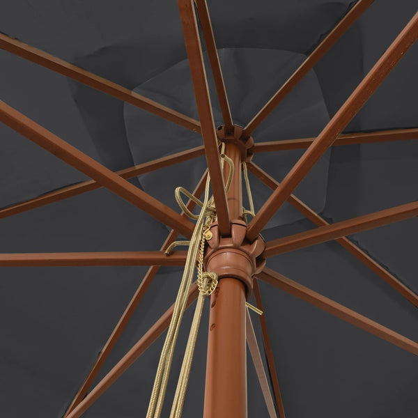 Schwarzer Sonnenschirm mit Holzmast 300x300 cm