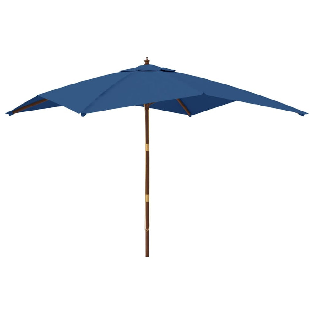 Azurblauer Sonnenschirm mit Holzmast 300x300 cm