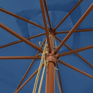 Azurblauer Sonnenschirm mit Holzmast 300x300 cm