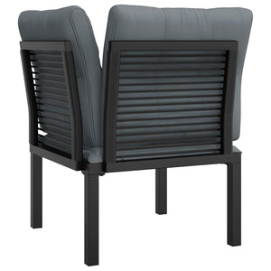 Garten Eckstuhl mit Kissen, Poly Rattan Schwarz/Grau