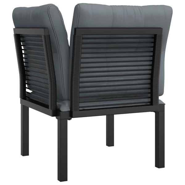 Garten Eckstuhl mit Kissen, Poly Rattan Schwarz/Grau