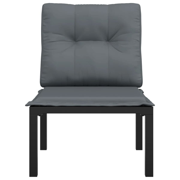 Gartenstuhl mit Kissen, Poly Rattan Schwarz/Grau
