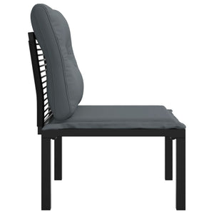 Gartenstuhl mit Kissen, Poly Rattan Schwarz/Grau