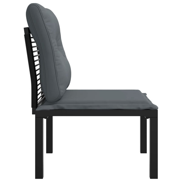 Gartenstuhl mit Kissen, Poly Rattan Schwarz/Grau