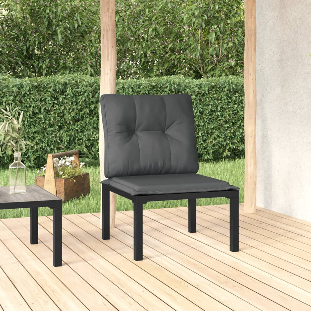 Gartenstuhl mit Kissen, Poly Rattan Schwarz/Grau