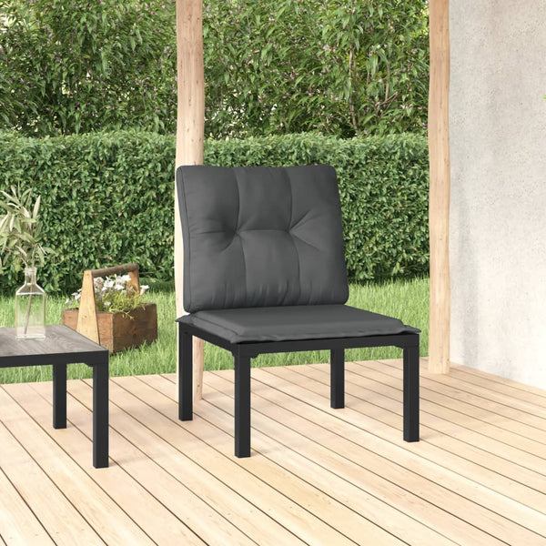 Gartenstuhl mit Kissen, Poly Rattan Schwarz/Grau