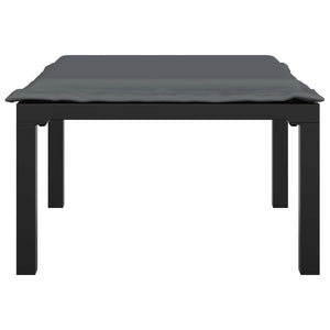 Gartenhocker mit Kissen, Poly Rattan Schwarz/Grau