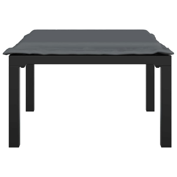 Gartenhocker mit Kissen, Poly Rattan Schwarz/Grau