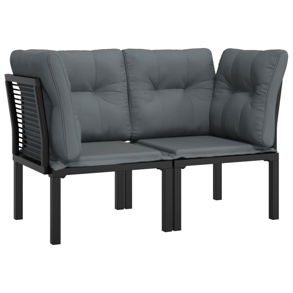 vidaXL Chaises d'angle de jardin avec coussins 2 pcs Noir et gris Résine tressée