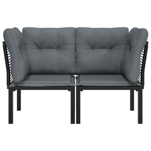 vidaXL Chaises d'angle de jardin avec coussins 2 pcs Noir et gris Résine tressée