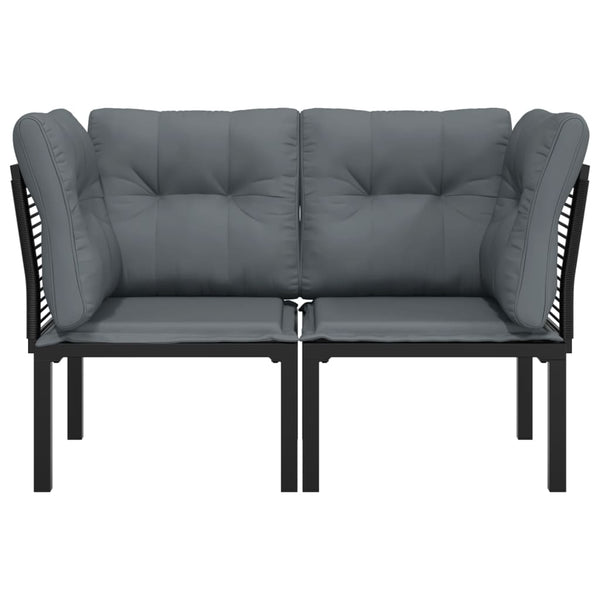 vidaXL Chaises d'angle de jardin avec coussins 2 pcs Noir et gris Résine tressée