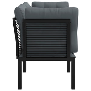 vidaXL Chaises d'angle de jardin avec coussins 2 pcs Noir et gris Résine tressée