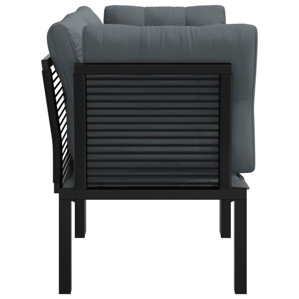 vidaXL Chaises d'angle de jardin avec coussins 2 pcs Noir et gris Résine tressée