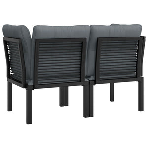 vidaXL Chaises d'angle de jardin avec coussins 2 pcs Noir et gris Résine tressée