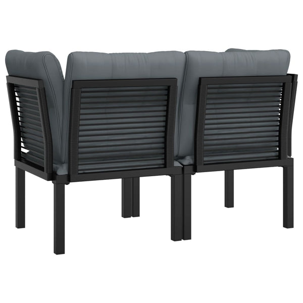 vidaXL Chaises d'angle de jardin avec coussins 2 pcs Noir et gris Résine tressée
