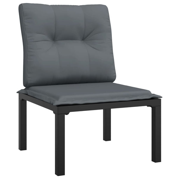 3-tlg. Garten Lounge Set Poly Rattan Schwarz Grau