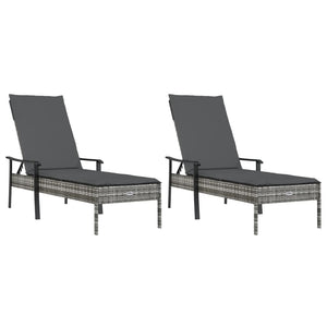 Poly Rattan Sonnenliegen Set mit Tisch Grau