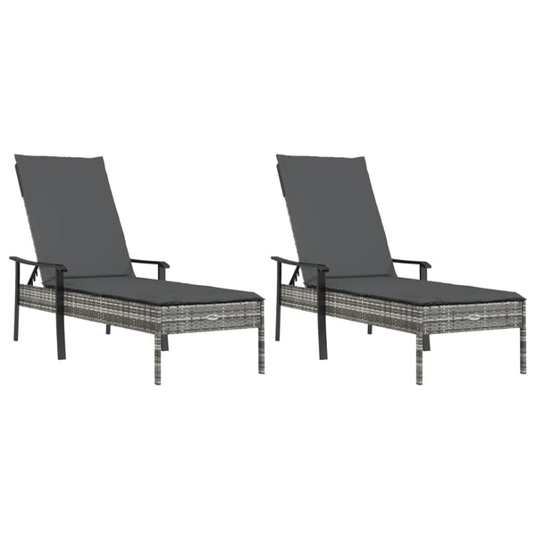 Poly Rattan Sonnenliegen Set mit Tisch Grau