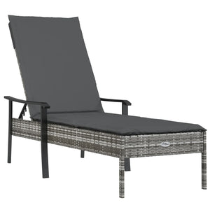 Poly Rattan Sonnenliegen Set mit Tisch Grau