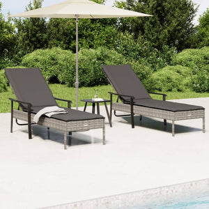 Poly Rattan Sonnenliegen Set mit Tisch Grau