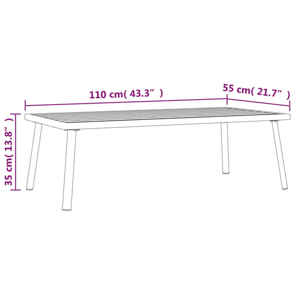 Anthrazitfarbener Garten-Couchtisch aus Stahl