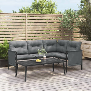 Anthrazitfarbener Garten-Couchtisch aus Stahl
