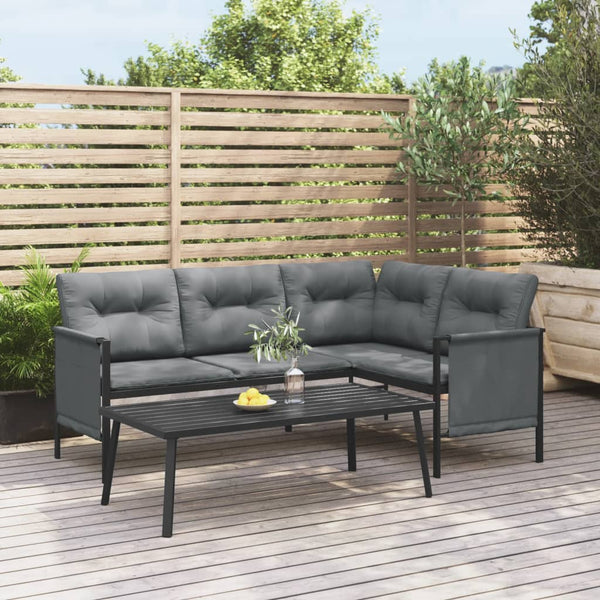 Anthrazitfarbener Garten-Couchtisch aus Stahl