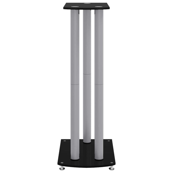 Lautsprecherständer 2er Set Hartglas Schwarz & Silber