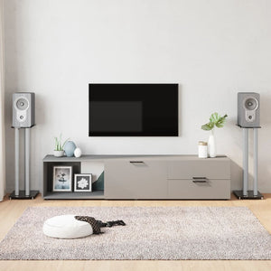 Lautsprecherständer 2er Set Hartglas Schwarz & Silber