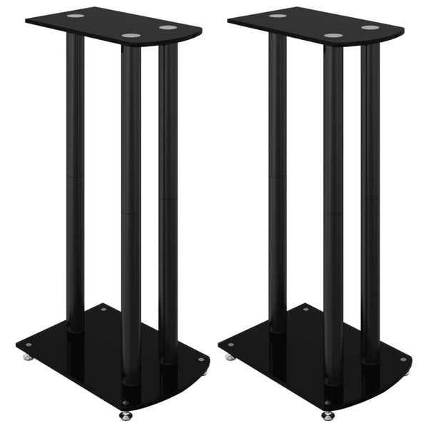 Lautsprecherständer Schwarz Hartglas 2er Set