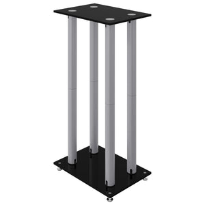 Lautsprecherständer Schwarz/Silbern Hartglas 2er Set