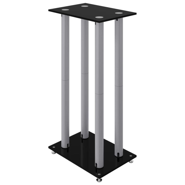 Lautsprecherständer Schwarz/Silbern Hartglas 2er Set