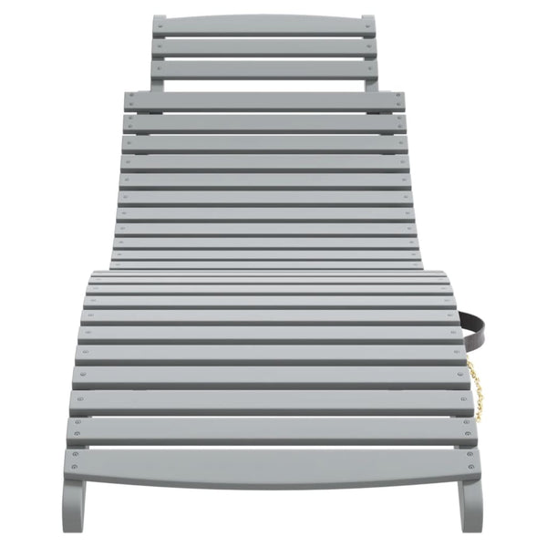 Sonnenliege mit Tisch aus Akazienholz Grau
