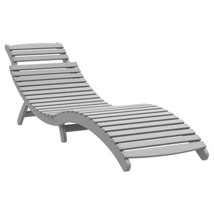 Sonnenliege mit Tisch aus Akazienholz Grau