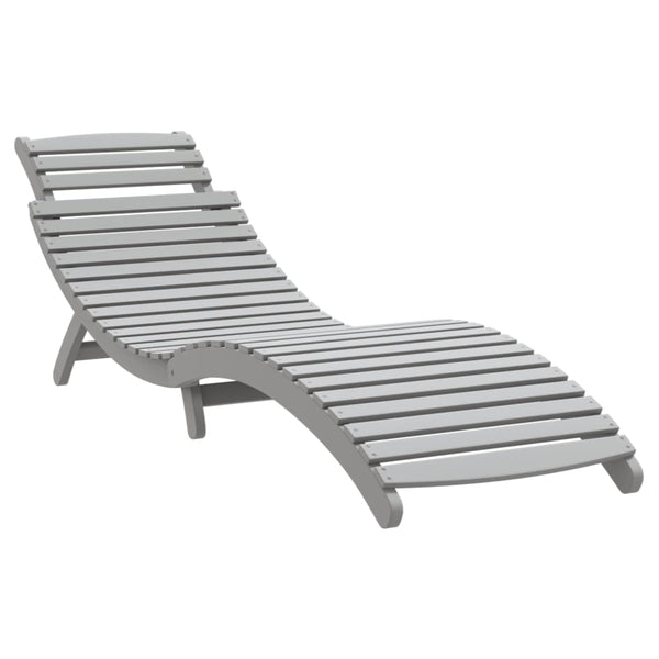 Sonnenliege mit Tisch aus Akazienholz Grau