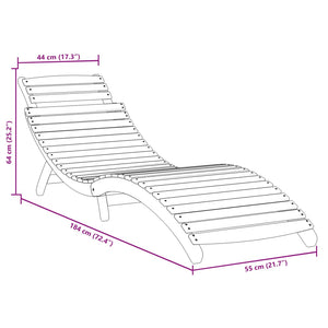 Sonnenliege mit Tisch aus Akazienholz Grau