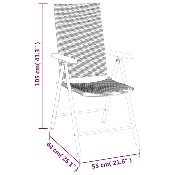 5-tlg. Garten-Essgruppe Schwarz und Braun Poly Rattan