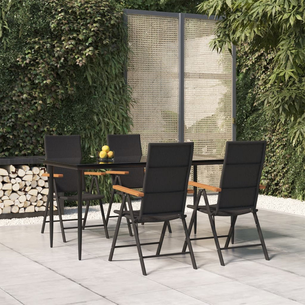 5-tlg. Garten-Essgruppe Schwarz und Braun Poly Rattan