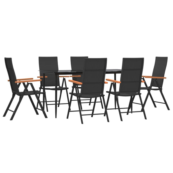 vidaXL Ensemble repas de jardin 7 pcs Résine tressée noir et marron