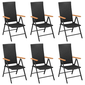 vidaXL Ensemble repas de jardin 7 pcs Résine tressée noir et marron