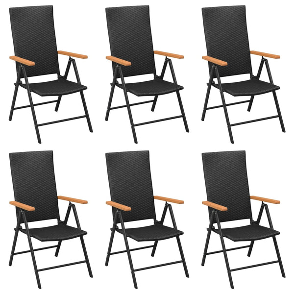 vidaXL Ensemble repas de jardin 7 pcs Résine tressée noir et marron