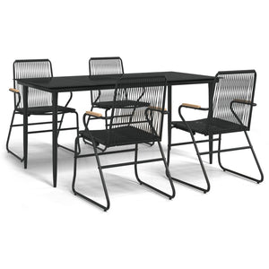 5-tlg. Garten-Essgruppe Schwarz PVC Rattan