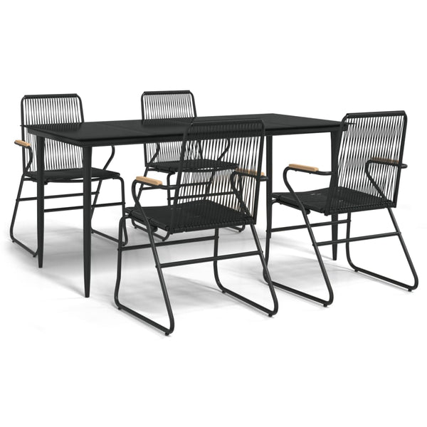 5-tlg. Garten-Essgruppe Schwarz PVC Rattan